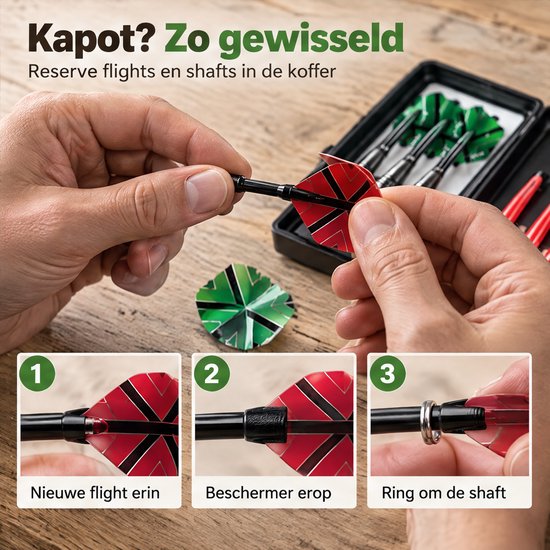 Levano Dartpijlen 22 Gram - Steeltip Darts - Dartset Compleet voor Dartbord - Dart Flights en Shafts - Dartpijlen Set - Dartkoffer - Dartpijltjes Volwassenen - Dartbord Accessoires - Dartspullen voor Pijlen — afbeelding 5