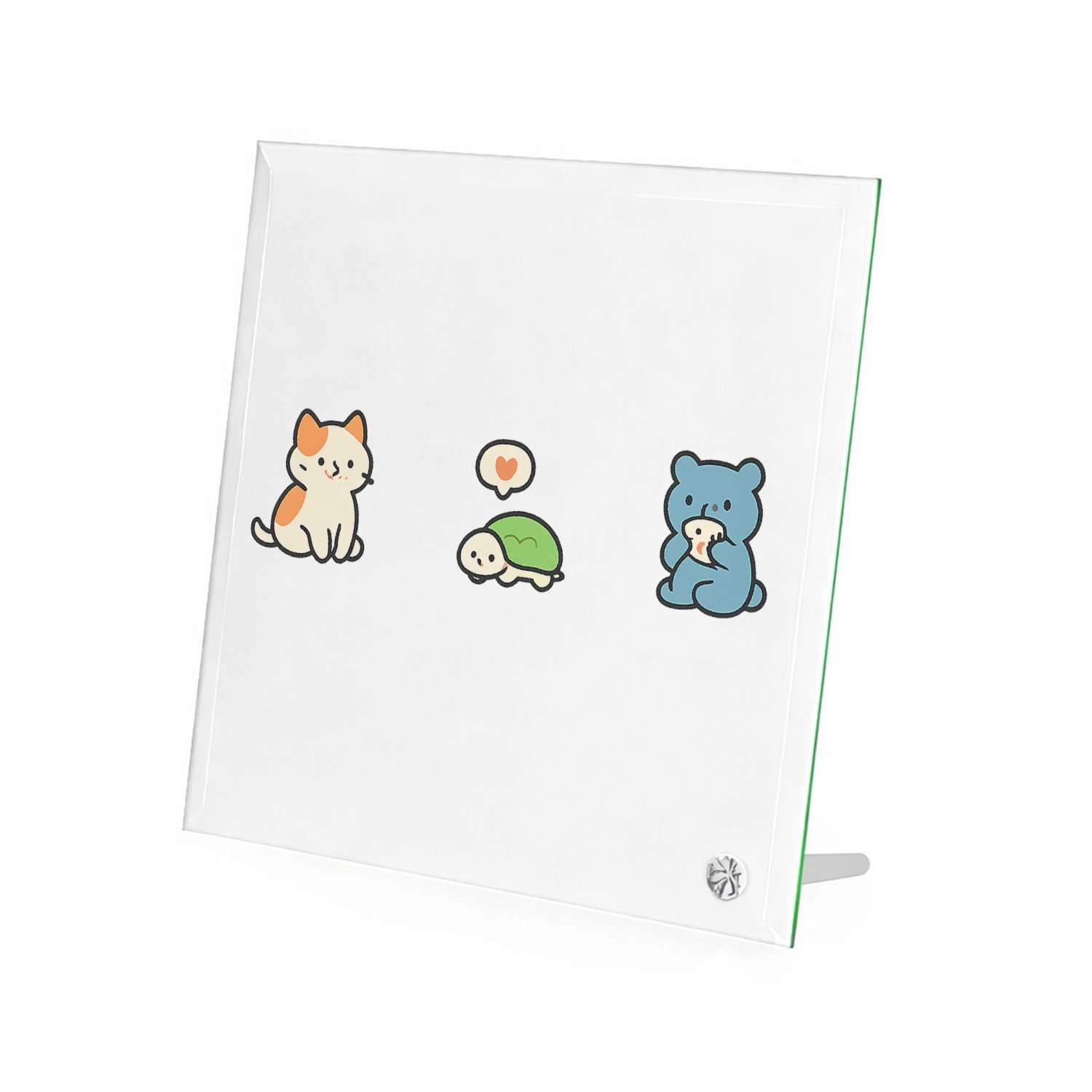 Mr Cadeautjes Glasframe 20 x 20 - design Een rustige, speelse dierenrij met een kleine snack- of eetk | cadeau Wit