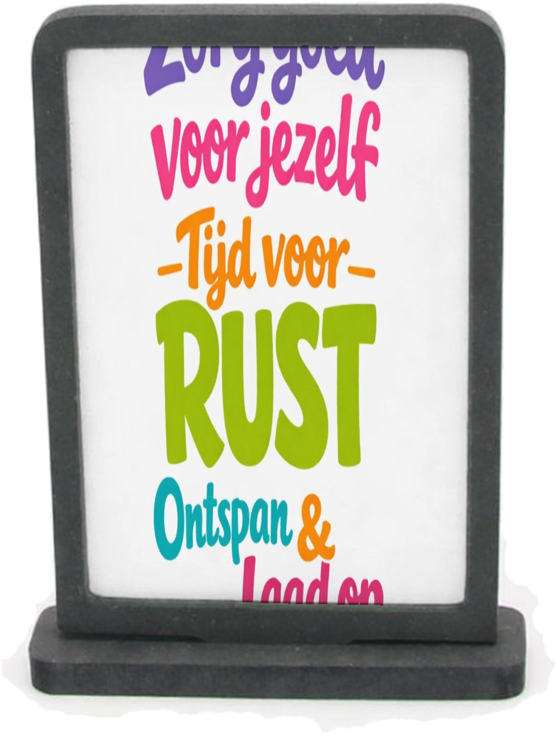 Mr Cadeautjes Houten fotolijst rechthoek met MDF inleg - design Een opbeurende typografische compositie voor een dagelijkse | cadeau Wit