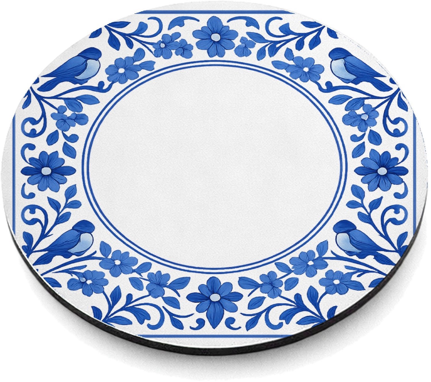 Mr Cadeautjes MDF magnetische fotolijst rond Ø 9,5 - design Een ronde botanische omlijsting rond een korte boodschap ove | cadeau Wit