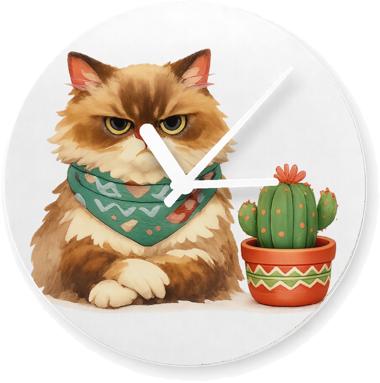 Mr Cadeautjes Glazen klok Ø 20 - design Een norse egel met een kleine bloempot vol stekelige vetplan | cadeau Wit