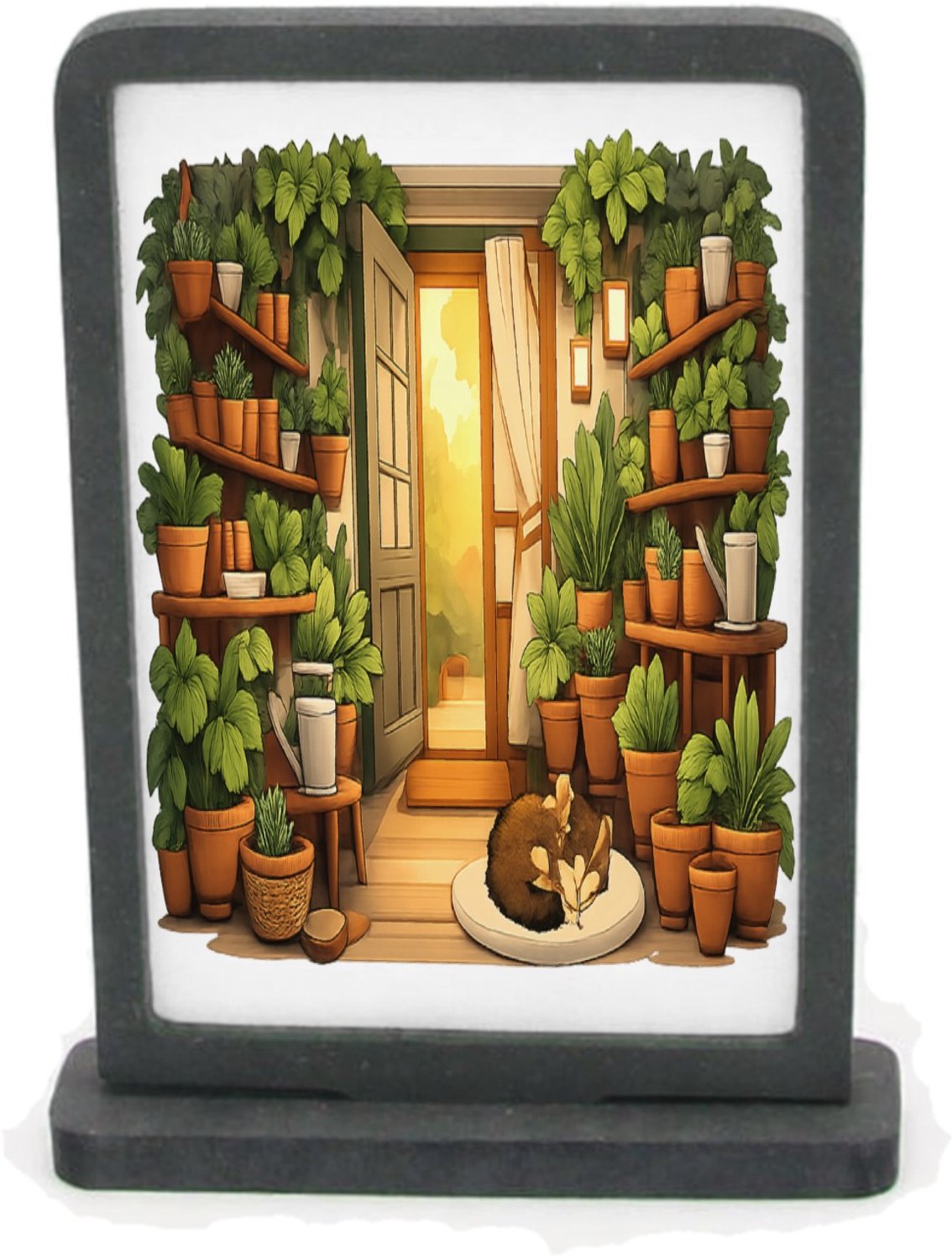 Mr Cadeautjes Houten fotolijst rechthoek met MDF inleg - design Een serene nachttuin in een serre met maanlicht en zachte mi | cadeau Wit