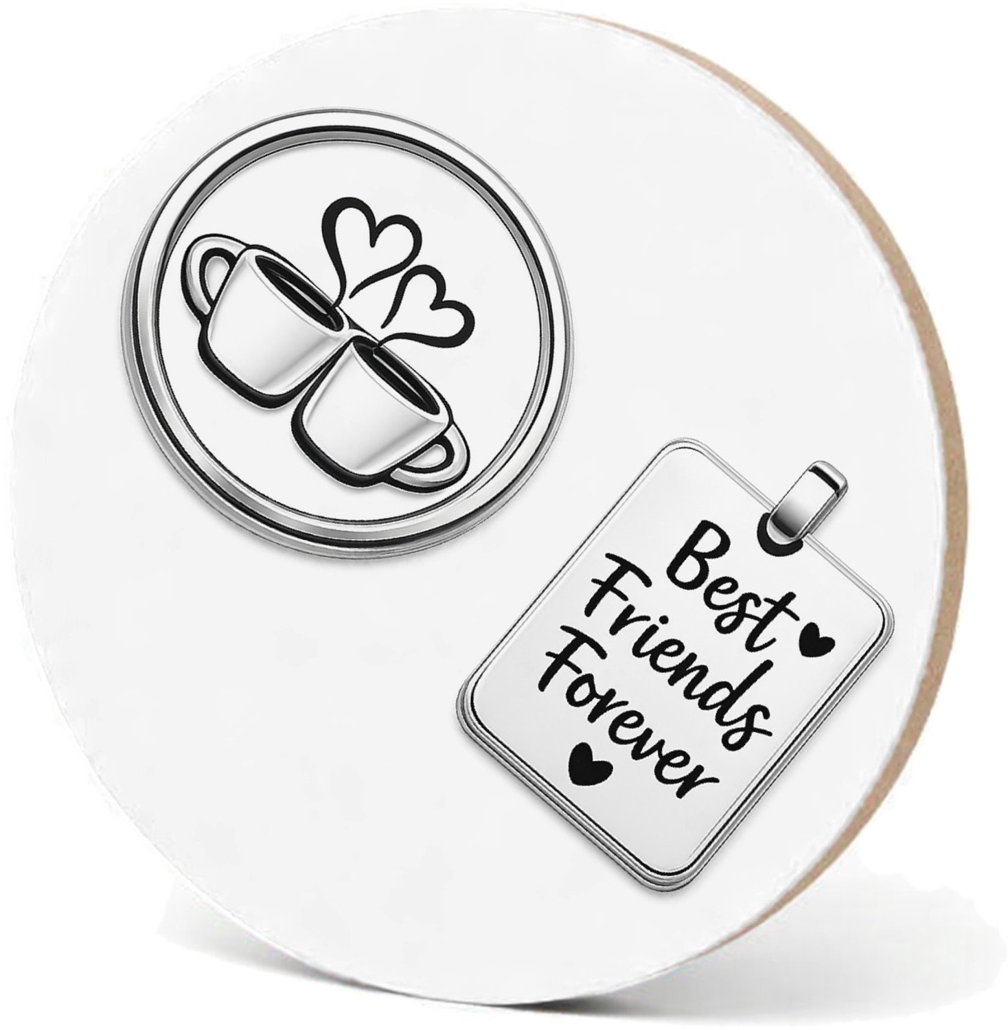Mr Cadeautjes MDF fotolijst - design Een minimalistische vriendschapsbadge met een eenvoudige ill | cadeau Wit