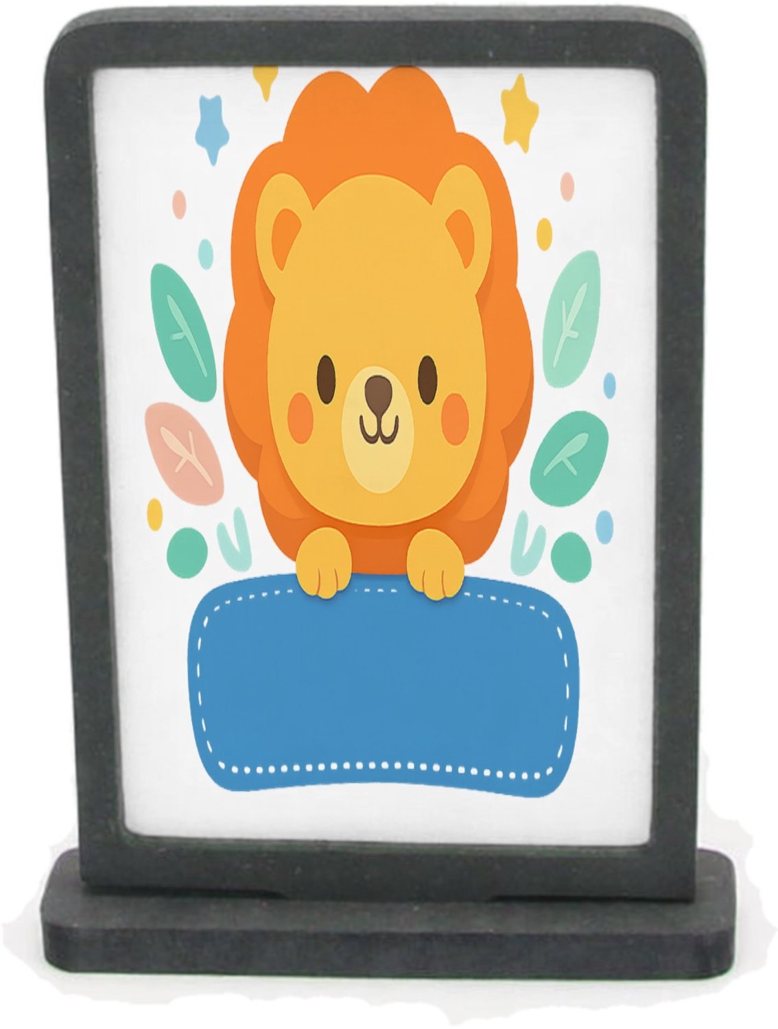 Mr Cadeautjes Houten fotolijst rechthoek met MDF inleg - design Een afgerond, vriendelijk dierportret met kleine decoratieve | cadeau Wit
