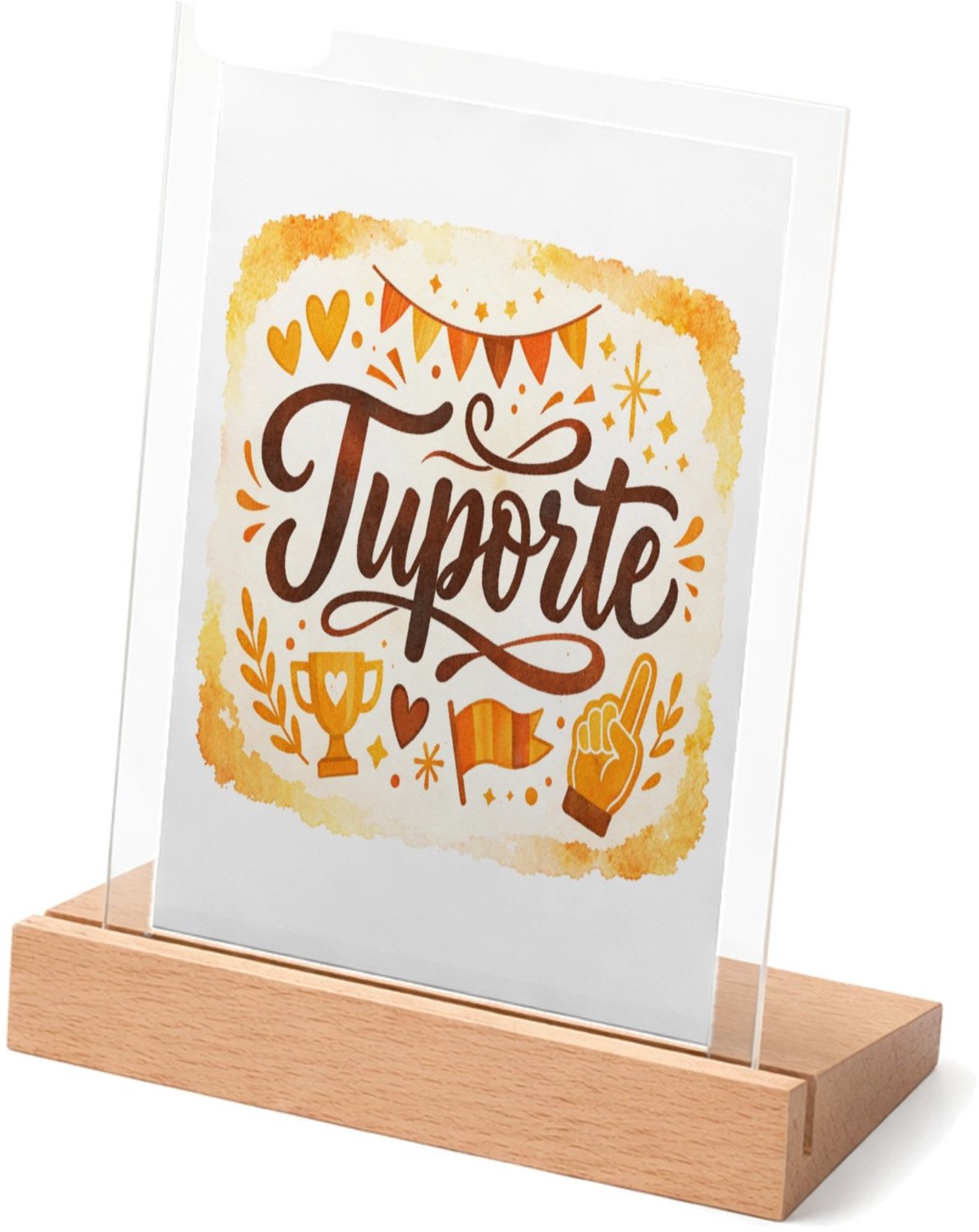 Mr Cadeautjes Glasframe met vaste tekst - design Een feestelijke familietypografie met één groot centraal woo | cadeau Wit