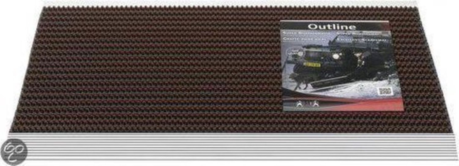 Hamat Buitenmat - Borstelmat - 80 x 50 cm - Antislip entreemat – bruin - Met Luxe Aluminium Strip