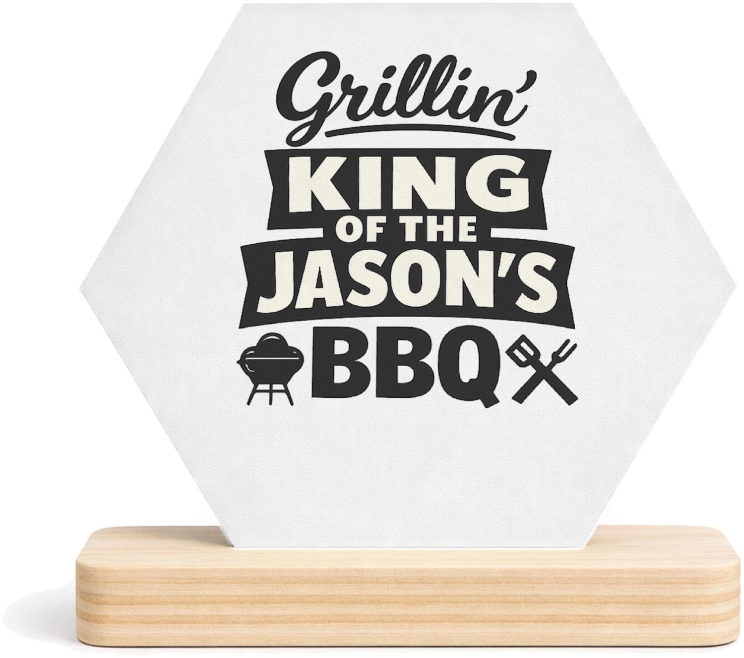 Mr Cadeautjes MDF fotolijst/inleg hexagon 14 x 13 - design Een feestelijke koffiebar-claim met een sterke persoonlijke | cadeau Wit