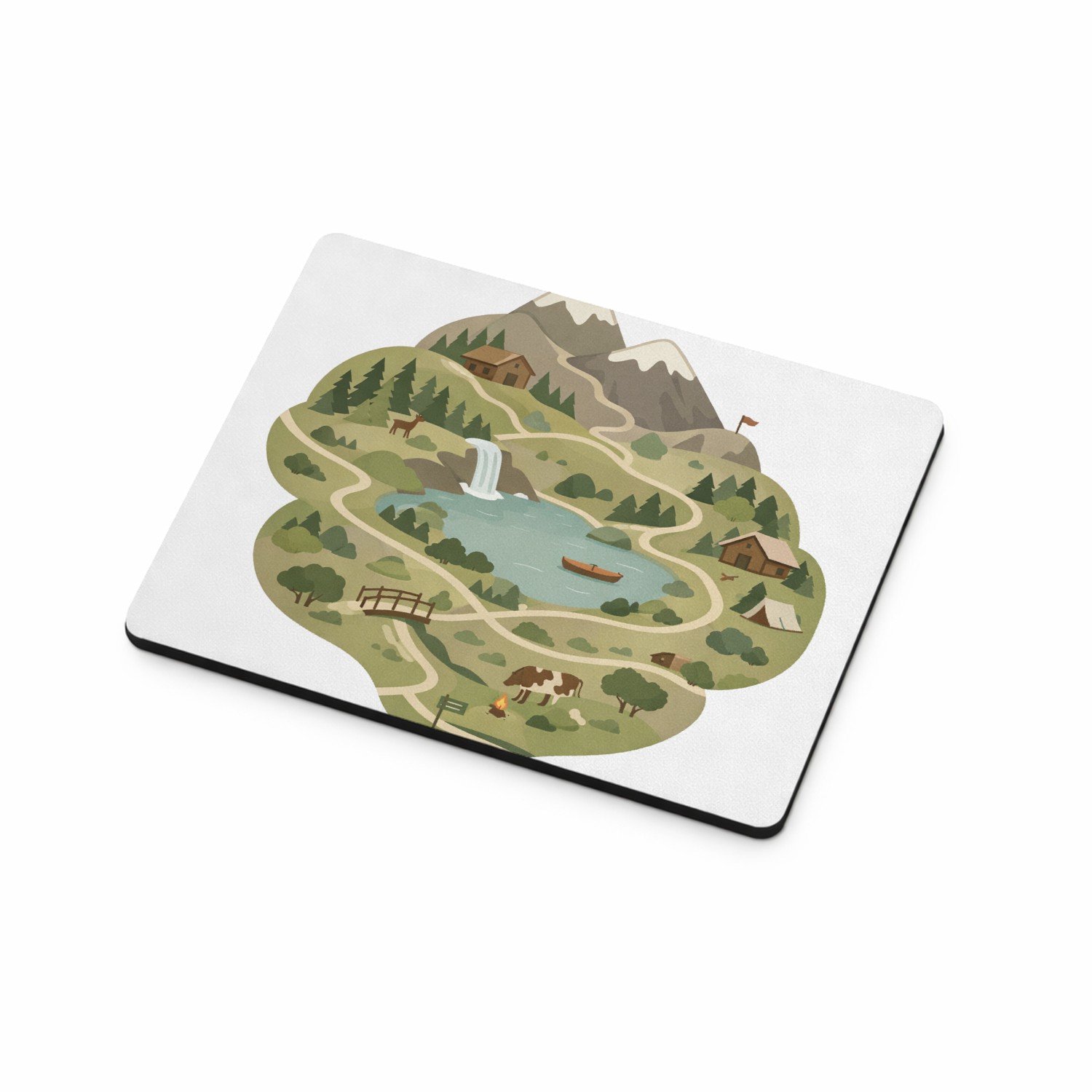 Mr Cadeautjes MDF magnetische fotolijst 9 x 7 - design Een gestileerde bergregio met wandelroutes, hutten en kleine | cadeau Wit