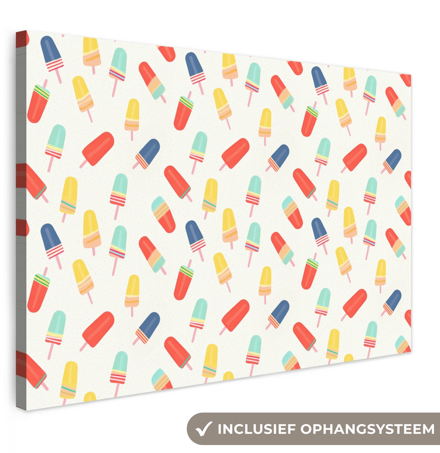 Canvas schilderij 120x80 cm - Exclusieve wanddecoratie IJsjes - Speels - Kleurrijk - Muurdecoratie woonkamer - Slaapkamer decoratie - Kamer accessoires - Schilderijen op canvas groot XXL