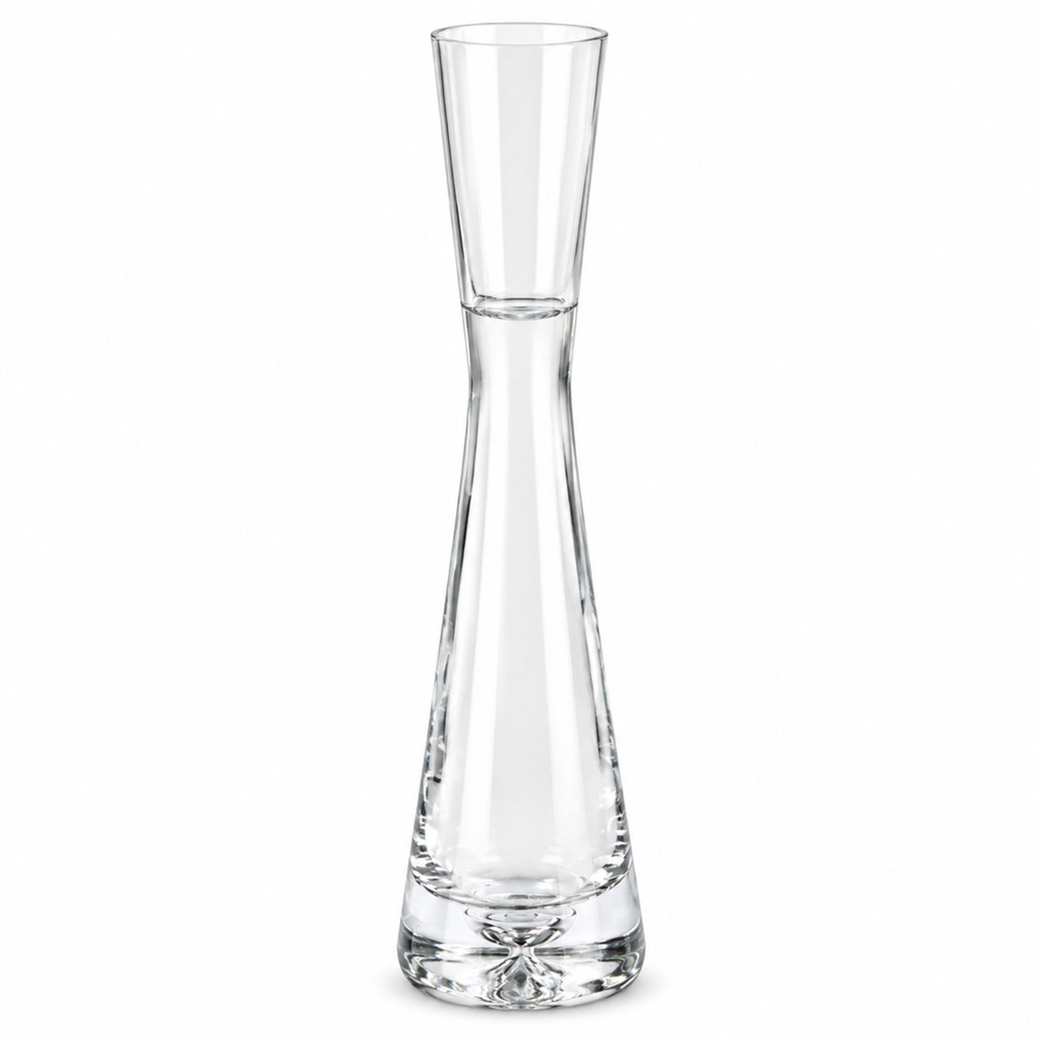 Transparante glazen vaas, 25 cm hoog, opening 3,8 cm, smalle taille en rechte rand, voor verse bloemen, in kartonnen doos