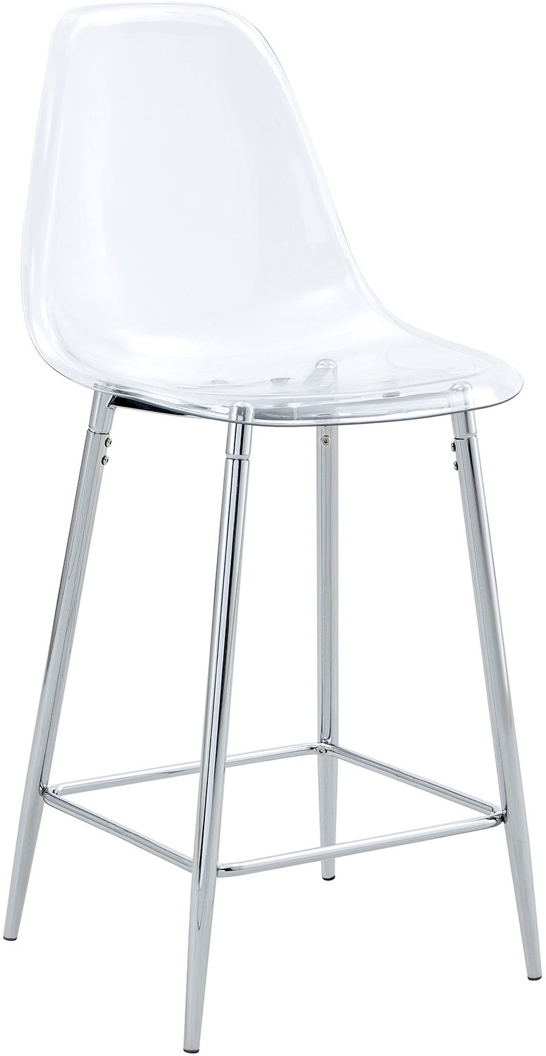 MUVANO Transparante barkrukken set van 2 - Barstoelen met voetsteun - Kunststof zitschaal en metalen onderstel - Zithoogte 65 cm - Keuken zilver