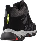 Hiel van zwarte Skechers Rugged Ranger sneaker met 'SKECH-TEX' label en grijze profielzool.
