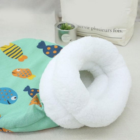 Huisdier Slaapzak - Zachte Pluche Kattenbed - Warm & Wasbaar - Blauw met Wolkenprint - voor Katten en Kleine Honden - Winter — afbeelding 3
