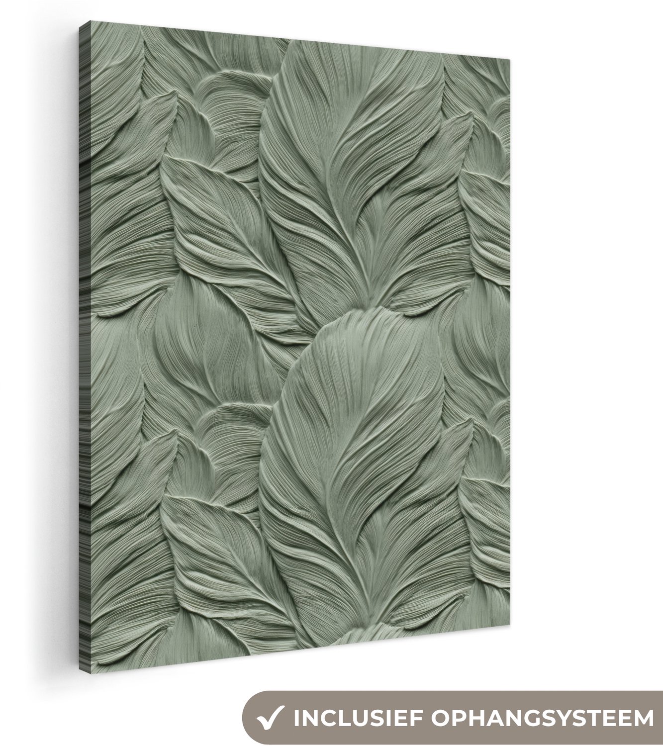 Canvas schilderij 70x100 cm - Exclusieve wanddecoratie Bladeren - Textuur - Groen - Muurdecoratie woonkamer - Slaapkamer decoratie - Kamer accessoires - Schilderijen op canvas