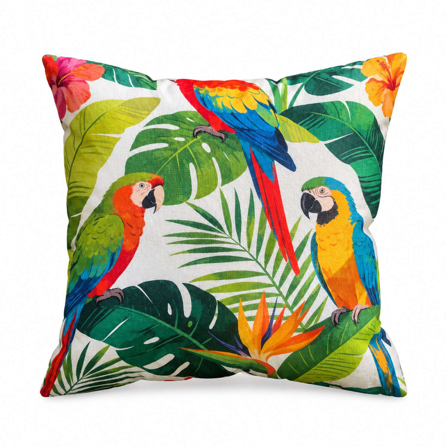 SWGOTA Sierkussen 45 x 45 cm met tropische papegaaienprint - waterbestendige hoes en binnenkussen voor binnen en buiten Multicolor