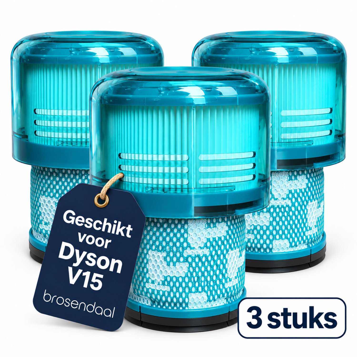 Brosendaal Filter geschikt voor Dyson V15 - Voor alle V15 modellen - SV22 | SV47 - Wasbaar en Herbruikbaar - 3 stuks