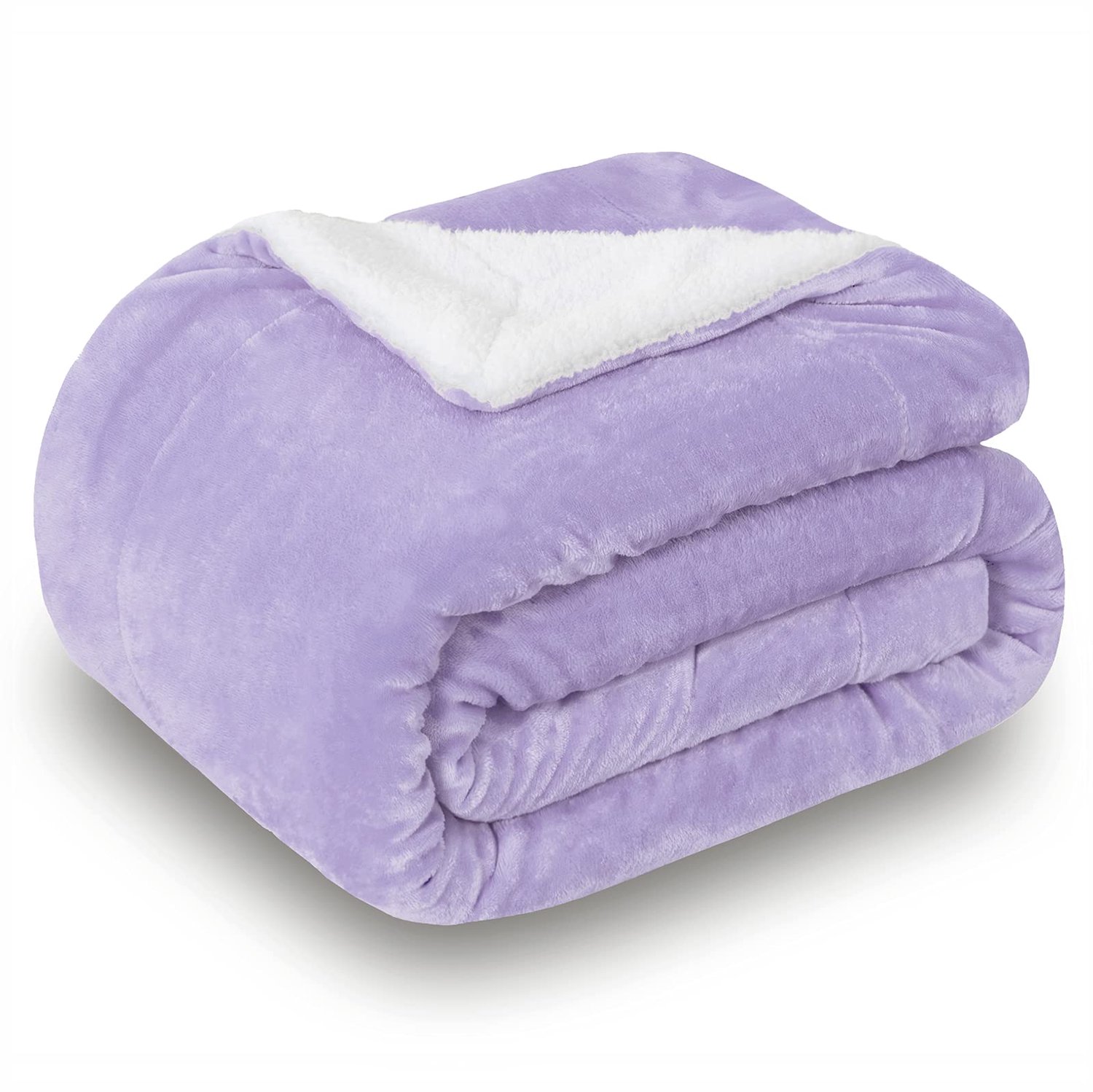 Famanu Sherpa deken in lila, tweezijdige knuffeldeken van extra dikke warme fleece, 150 x 200 cm, ideaal als bankplaid of woonkamerdeken, perfect voor elke gelegenheid en koude avonden