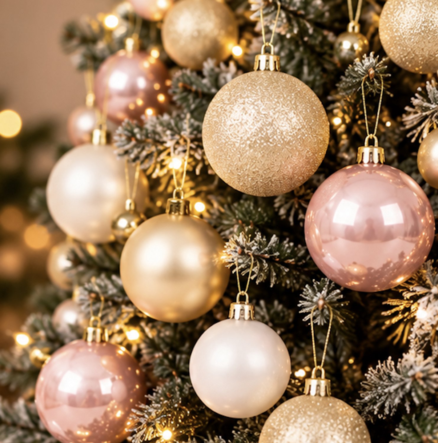 100 Stuks Kerstballen - Kerstballen - Kunststof - Goud/Roze/Wit – foto 3
