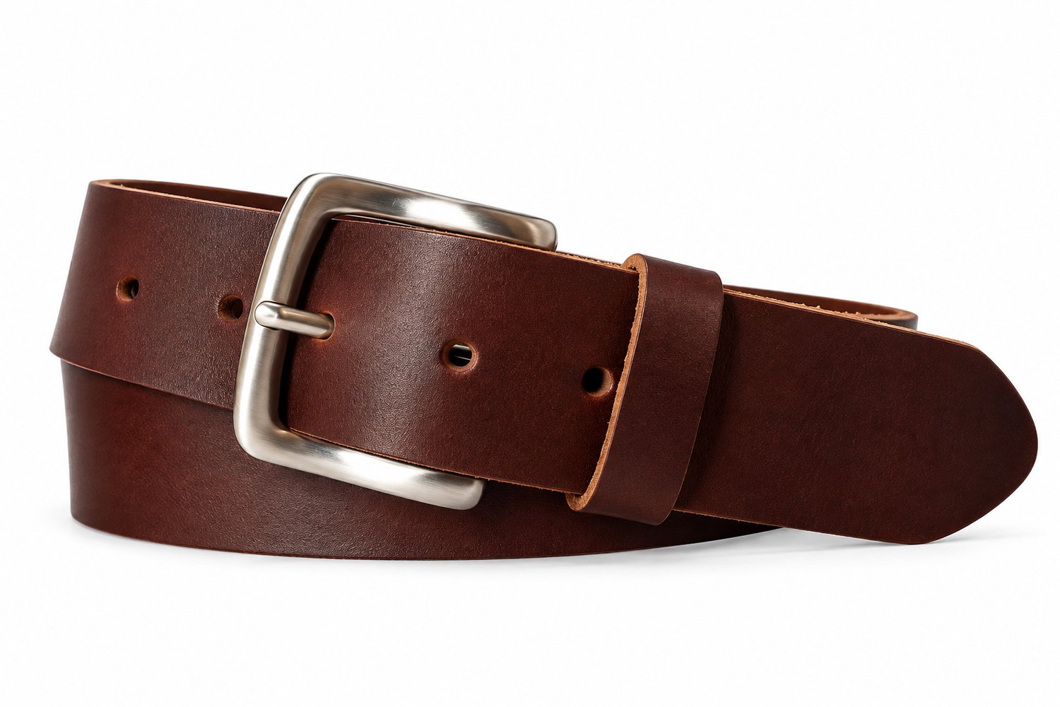 Leren Riem - 4 cm Breed - Kastanje Bruin - Maat 85 - Totale Lengte 100 cm - Heren Riem - Dames Riem - Broekriem.