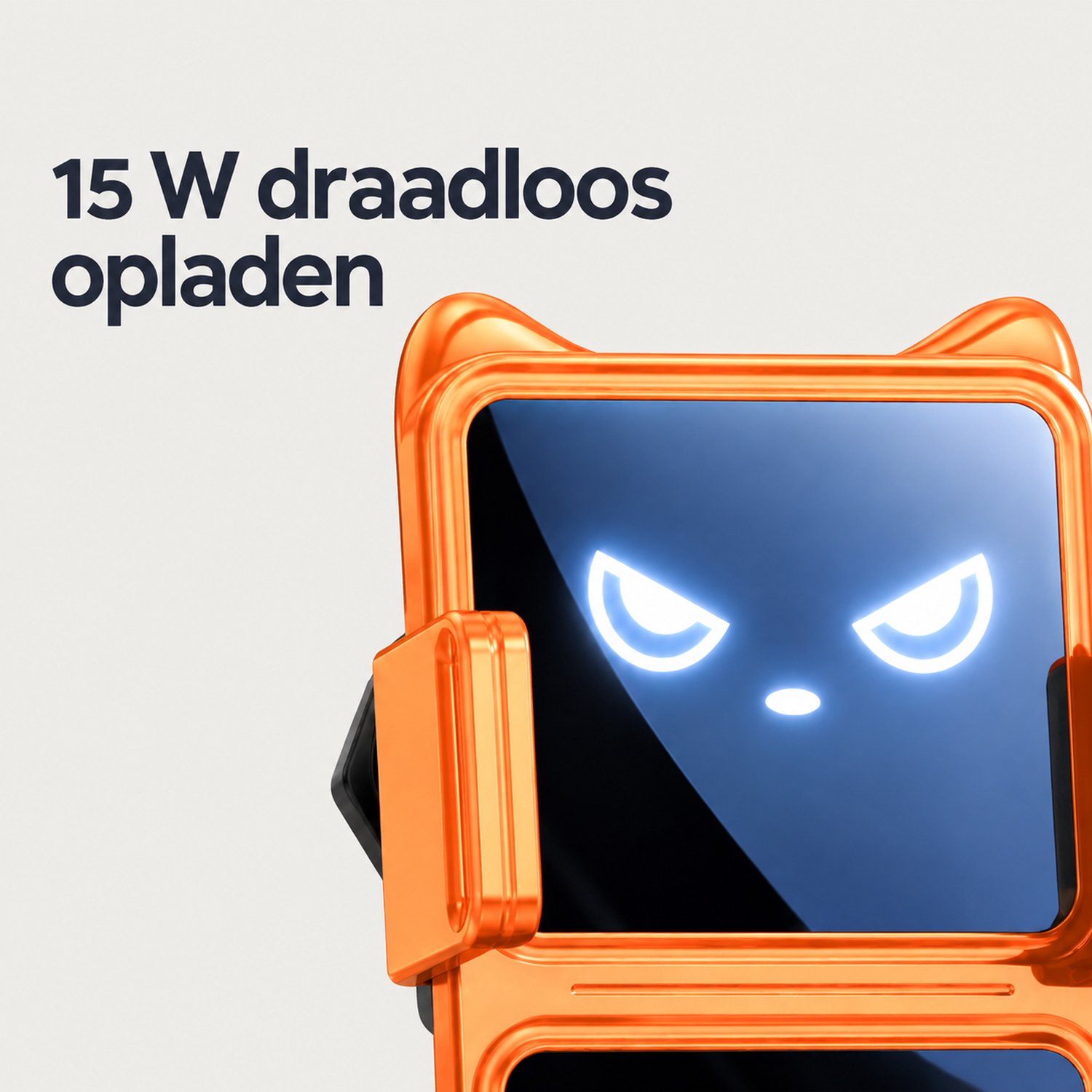 Oranje H6+ telefoonhouder voor in de auto met 15 W draadloos opladen en speciale schermbasis