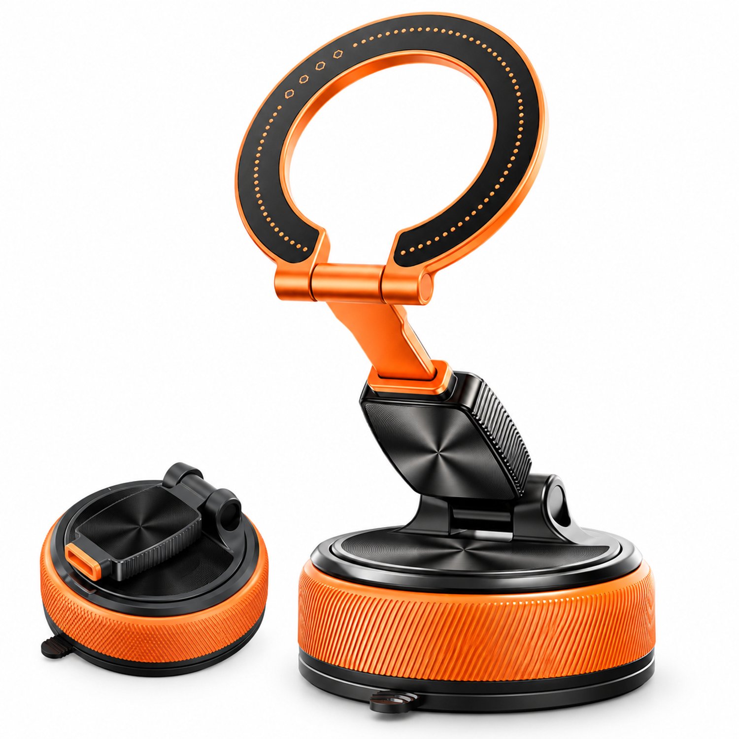 Telefoonhouders auto: oranje A20 magnetische telefoonhouder met zuignap en afneembare ringhouder