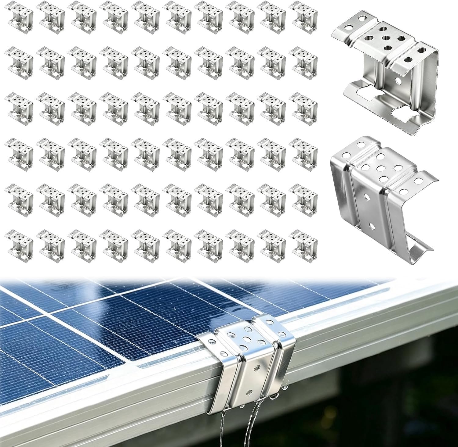 Zonnepaneel waterafvoerclips 33 mm - 304 roestvrij staal - automatische waterafvoer - vermindert vuilstrepen - 60 stuks - ServiceTopper