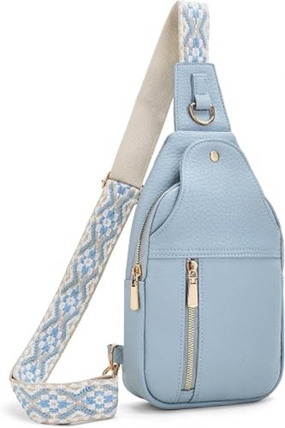 Schoudertas dames - Crossbody voor reizen - Borsttas met verborgen vakken - Hoofdtelefoonopening voor onderweg - Kunstleren krasbestendige buitenzijde - D-ring voor accessoires - Links of rechts draagbaar - Blauw - Verstelbare schouderband