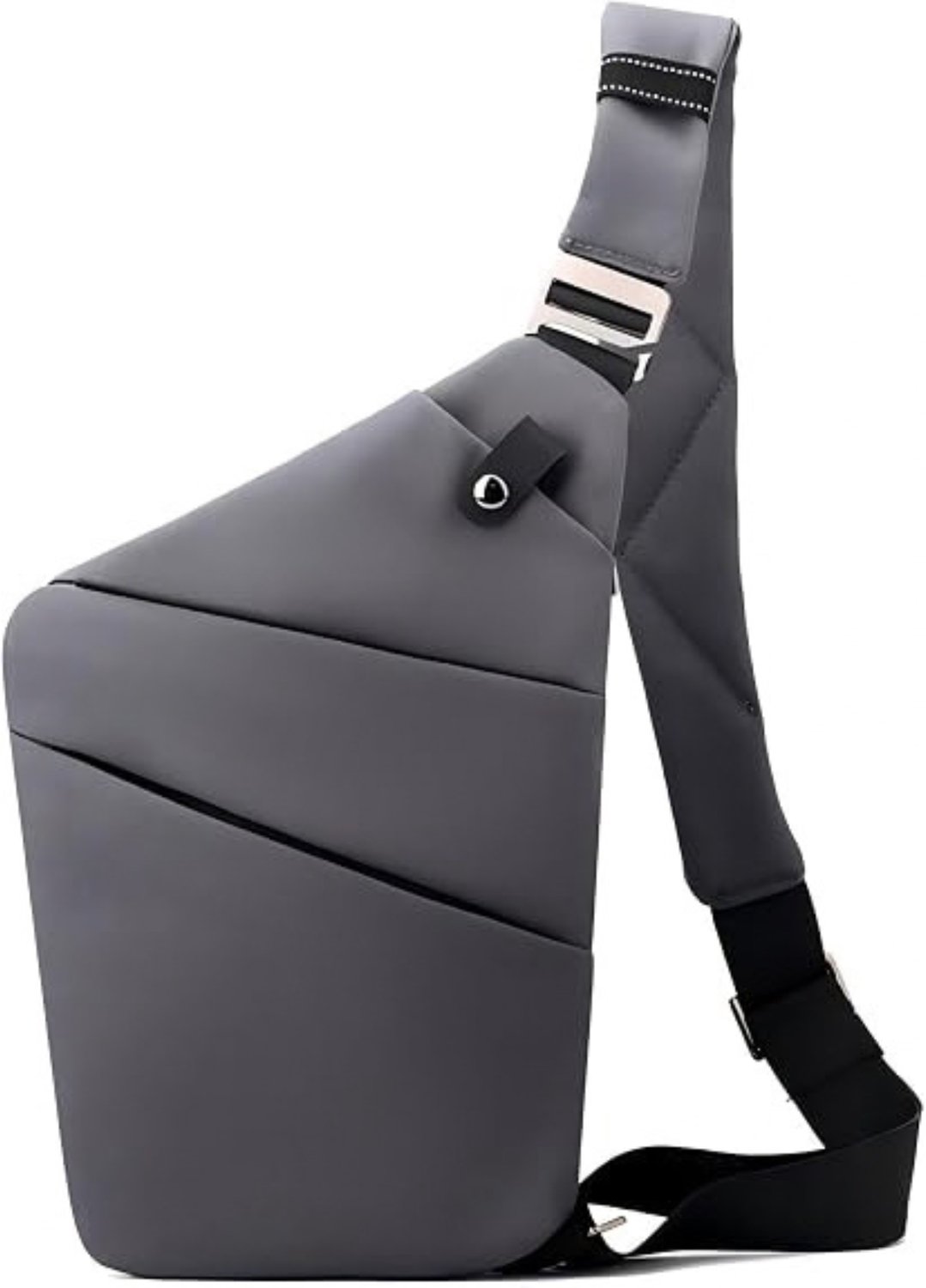 Schoudertas heren - Crossbody voor reizen - Borsttas tijdens wandelen - Compacte opbergruimte voor telefoon - Achtervak met ritssluiting - Verstelbare riem en binnenvakken - Waterbestendig nylon - Donkergrijs - Uitvoering rechter schouder