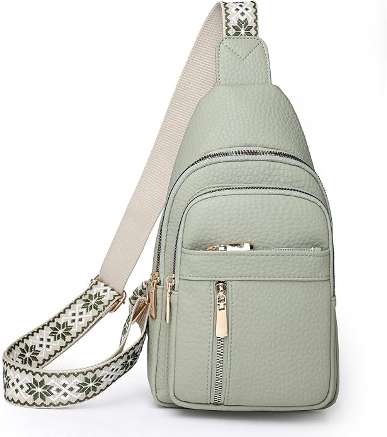 Schoudertas dames - Crossbody voor dagelijks gebruik - Borsttas tijdens uitstapjes - Heuptas met opbergvakken - Kunstleren waterafstotende buitenzijde - Twee hoofdcompartimenten - Ademende achterkant - Groen - Verstelbare draagriem