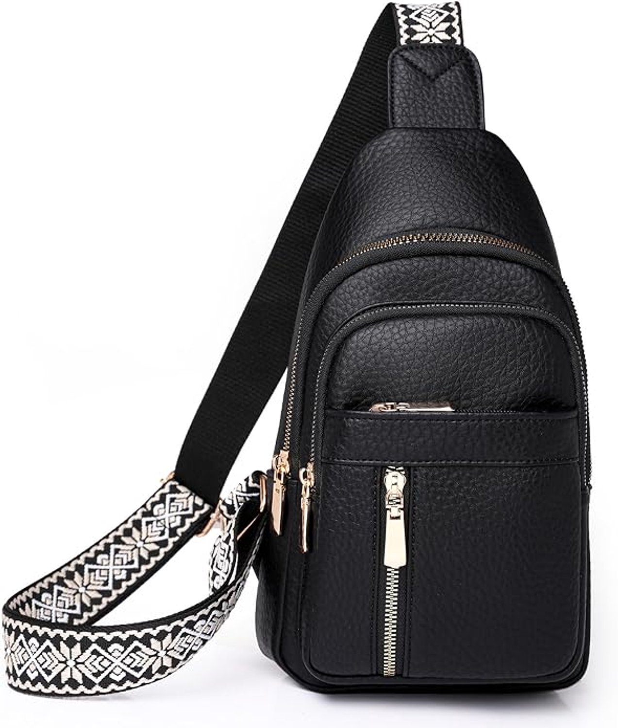 Schoudertas dames - Crossbody voor dagelijks gebruik - Borsttas tijdens uitstapjes - Heuptas met opbergvakken - Kunstleren waterafstotende buitenzijde - Twee hoofdcompartimenten - Ademende achterkant - Zwart - Verstelbare draagriem