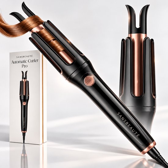 Sansbeauté Automatische Krultang - Keramische Haarkruller - Haarkrultang - Hair Curler - Haarstyler - Wavy Hair - Curling Iron - Krulborstel Roterend - Golvenkrultang - Wave Krulta…