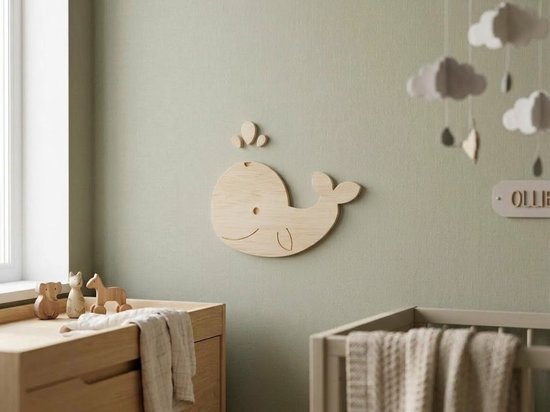 Walvis - Muurdecoratie - Multiplex- hout - Kinderkamer — afbeelding 2