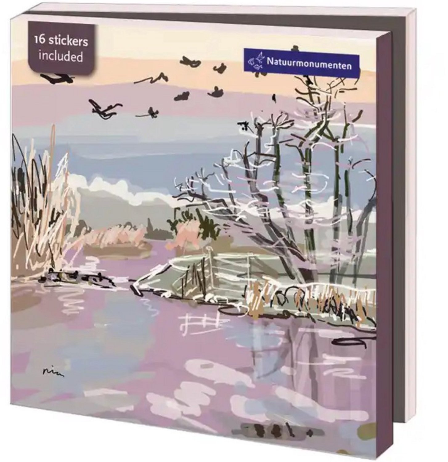 Wenskaarten Kerstkaarten 10x - Kaartenmapje met env, vierkant: Pia Sprong, Natuurmonumenten - 2x5 motieven