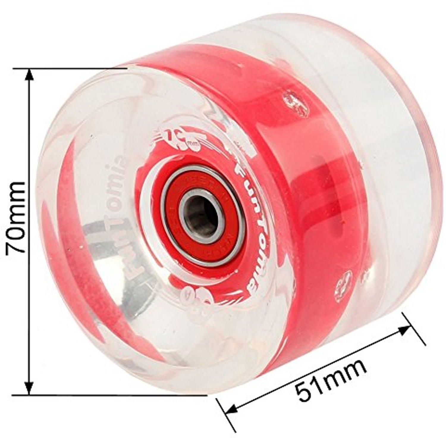 Set van 4 LED Longboard Wielen met ‎4 X Rode Led-wielen + 1 X T-tool