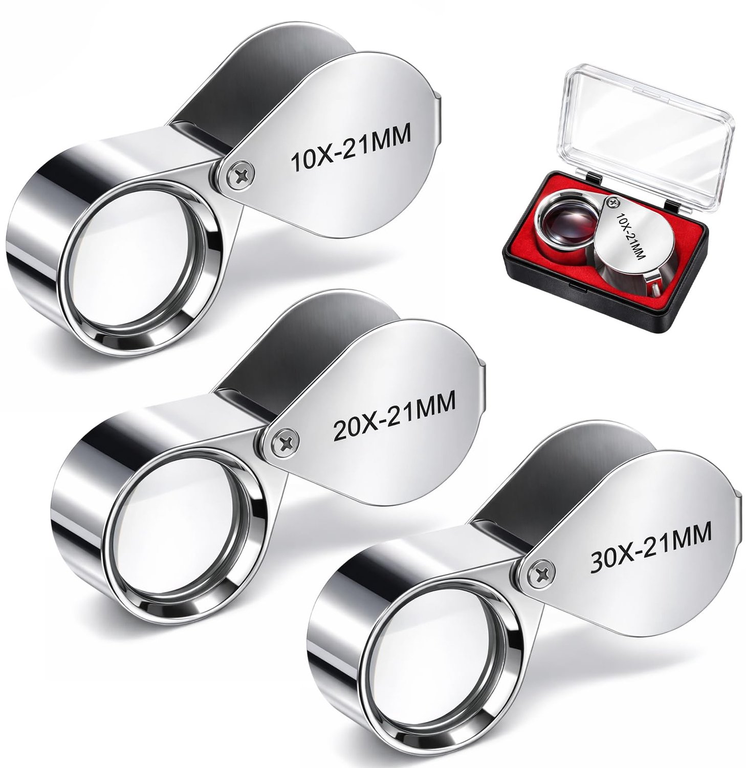Set van 3 Vouwbare Loupes voor Juwelen en Munten
