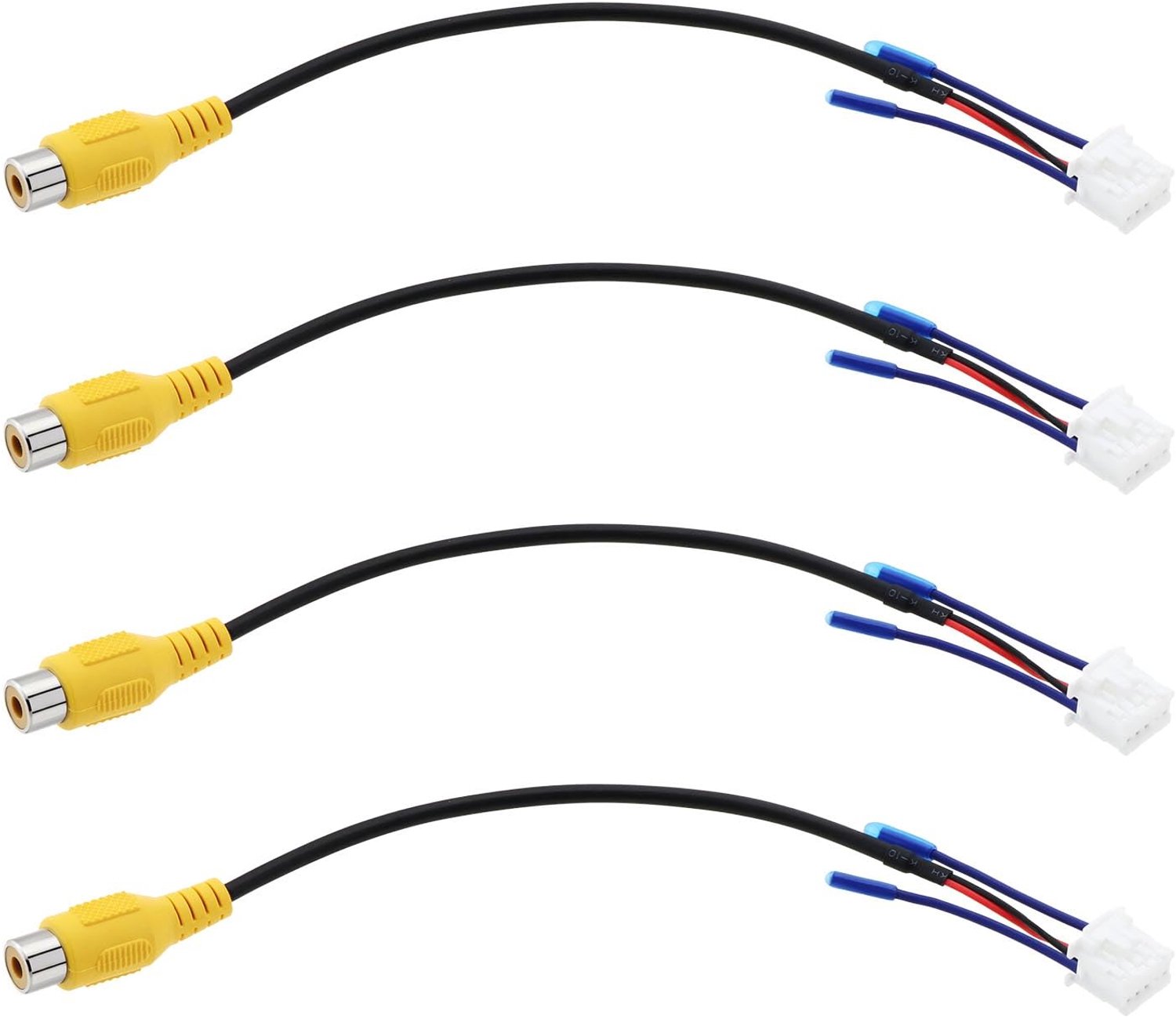 Achteruitrijcamera Kabel 4 Stuks - 10-Pins Adapter - RCA Interface - Kunststof Koperdraad - Geschikt voor Auto Scherm - Camera Kabel