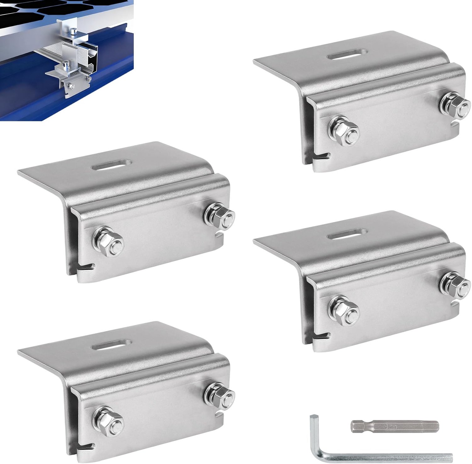 Set van 4 RVS Dakclips voor Zonnepanelen