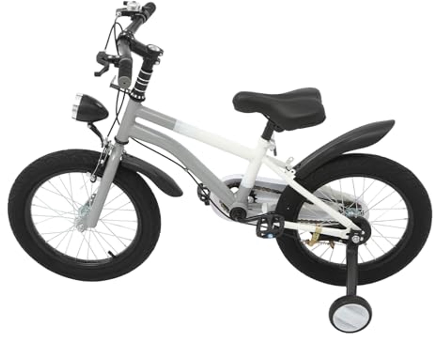 Kinderfiets 16 Inch - Verstelbaar met LED verlichting - Grijs