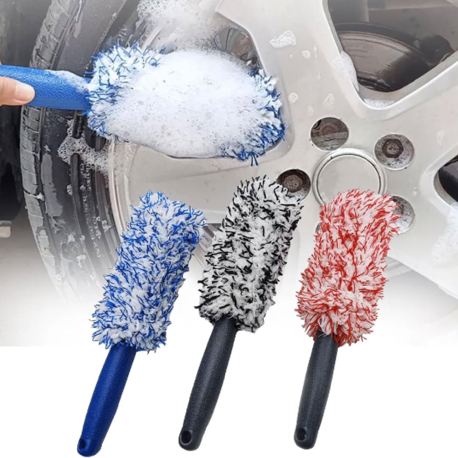 Set van 3 Microvezel Velgenborstels voor Auto en Motor