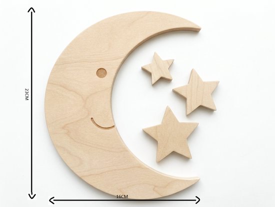 Houten Maan - Muurdecoratie - Babykamer - Kinderkamer — afbeelding 3