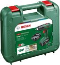 Groene Bosch EasyDrill 18V-40 accuboormachine in een kunststof draagkoffer met lader.