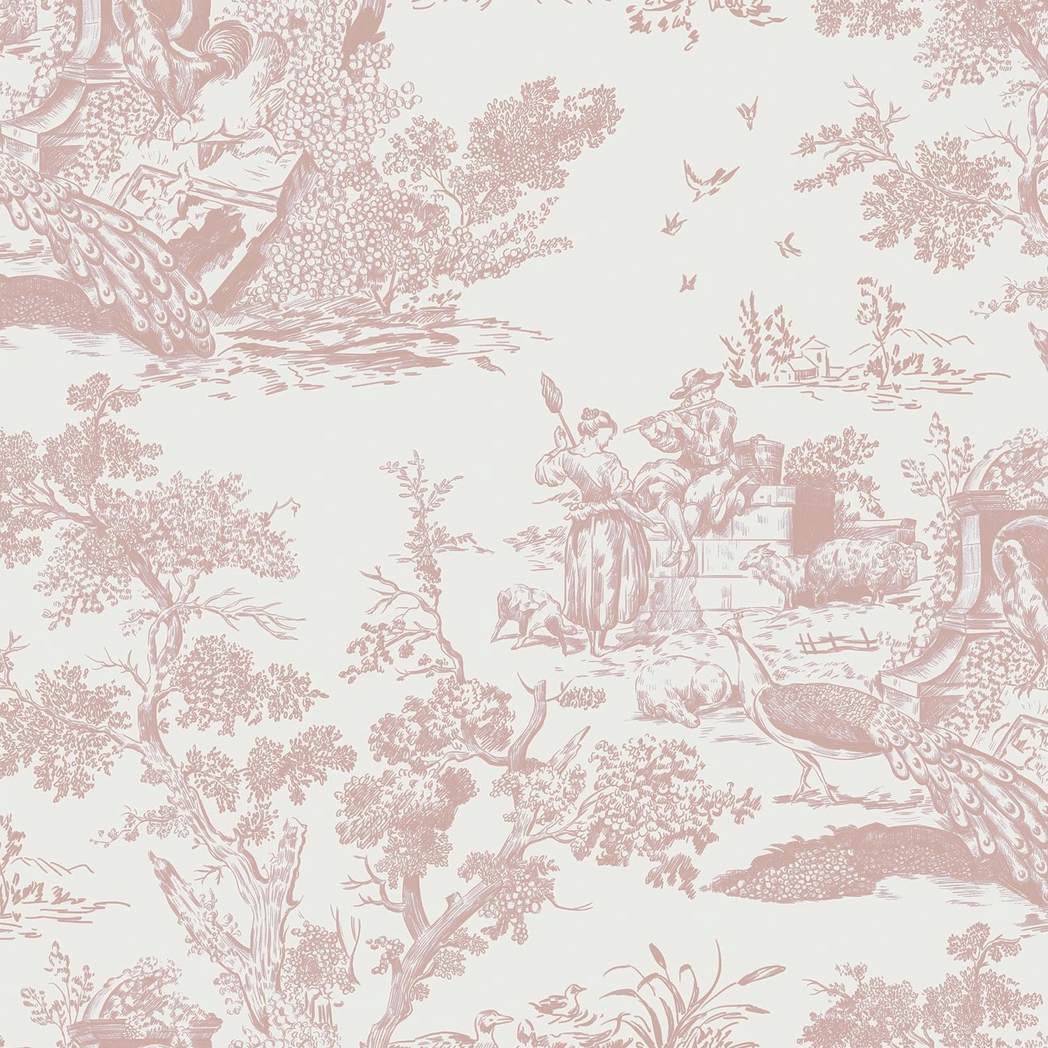 Zelfklevend Behang Vintage Roze - 41 x 300 cm - Waterdicht Vinyl