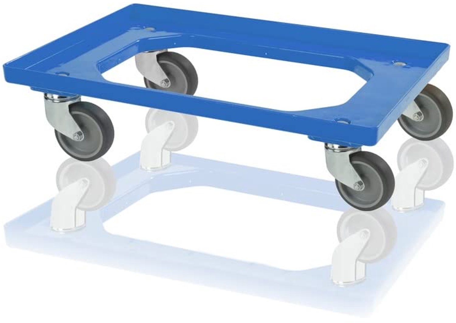 Transportroller met rubberen wielen - Blauw - 62 x 42 x 17 cm
