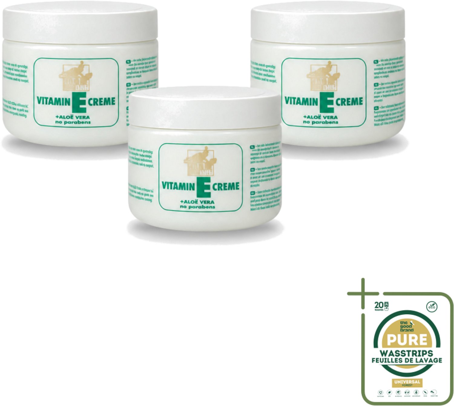3 x Goldline - Bodycrème - Vitamine-E & Aloë Vera - Gevoelige Huid - Kalmerend - 250 ml - Wasstrips - Gevoelige Huid - Vitamine E - Aloë Vera - Bodycrème - Kalmerend