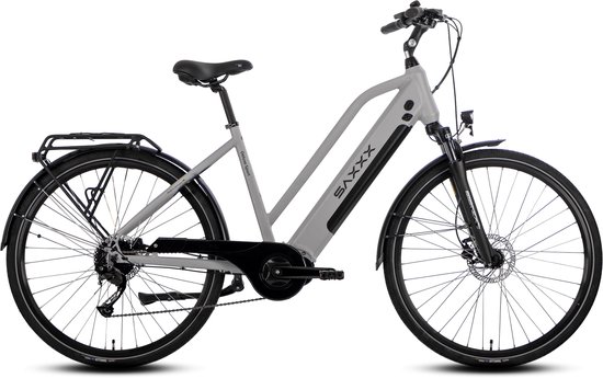 SAXXX Elektrische Fiets 28 inch Dames Heren - Middenmotor 70 Nm - Accu 418 Wh - Actieradius tot 100 km - Shimano Alivio 9 Versnellingen - Hydraulische Schijfremmen - Aluminium Frame - zilver — afbeelding 2