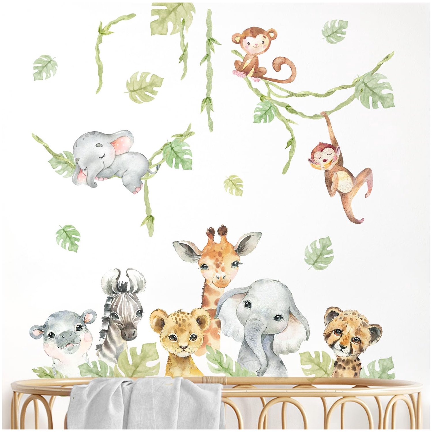 Muurstickers Safari Dieren - Decoratie voor Kinderkamer - Geel
