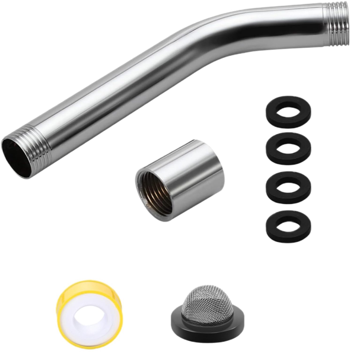 RVS Douchekop Verlengstuk G1/2 inch met Hoek van 15 cm