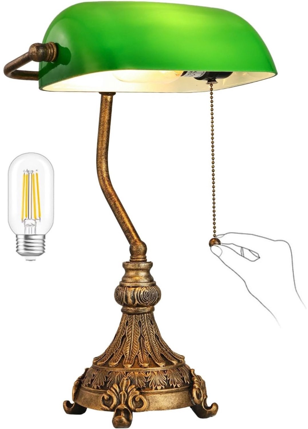 Bankierslamp - Bureaulamp - Notarislamp Authentiek - Daglichtlamp - Groen