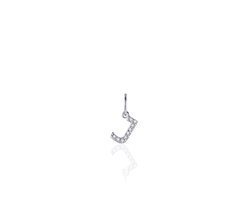 Gisser Jewels - Hanger excl. Collier - Letter J met Zirkonia - 8mm - Gerhodineerd Zilver 925