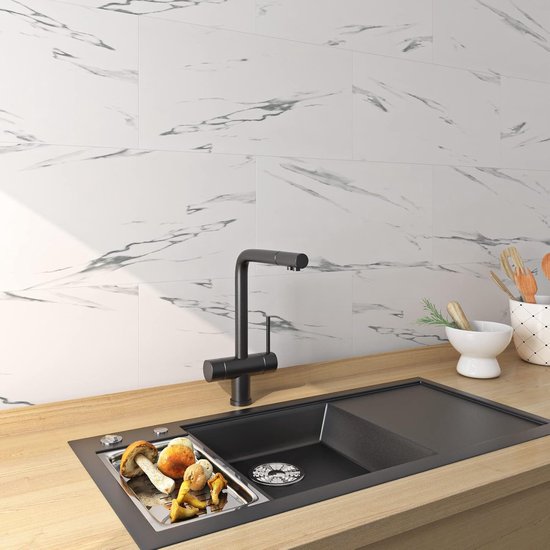 Zelfklevende Wandpanelen 10 Stuks - Marmerlook PVC 60x30 cm - Waterdicht en Oliebestendig voor Keuken, Badkamer en Woonkamer